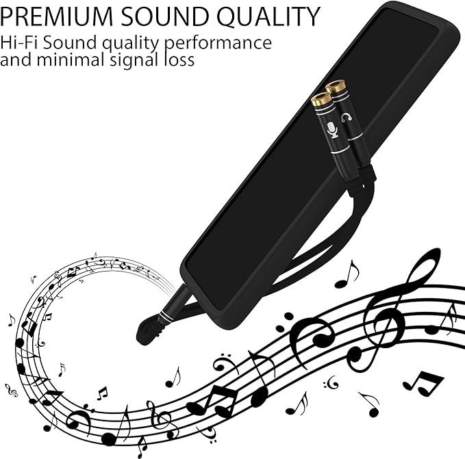 Headphone Splitter Adapter, 3.5mm Audio + Mic 4 Pole TRRS Splitter Jack Y Cable - Image 3