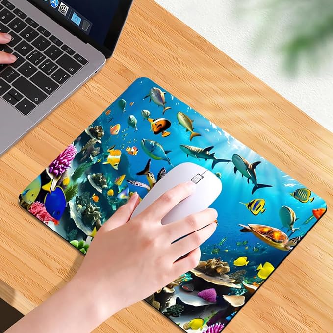 Underwater World of The Ocean Square Mouse pad, Waterproof, Anti Slip Rubber - Image 7