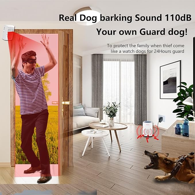 RANXINYUAN Barking Dog Motion Sensor-Pir Human Body Dog Barking Alarm Realistic - Image 3