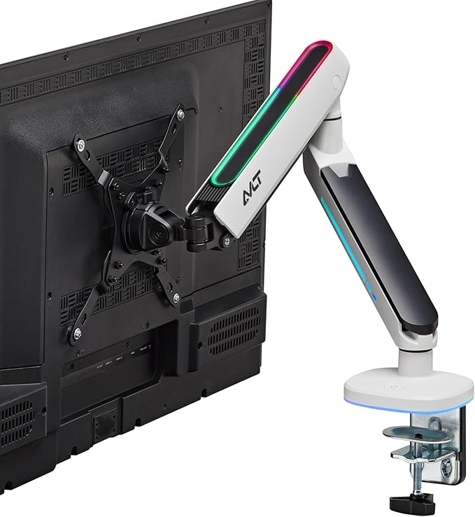 AVLT Single 27”-45” RGB Gaming Monitor Arm Desk Mount Built-in 20 Lighting by AVLT-USA