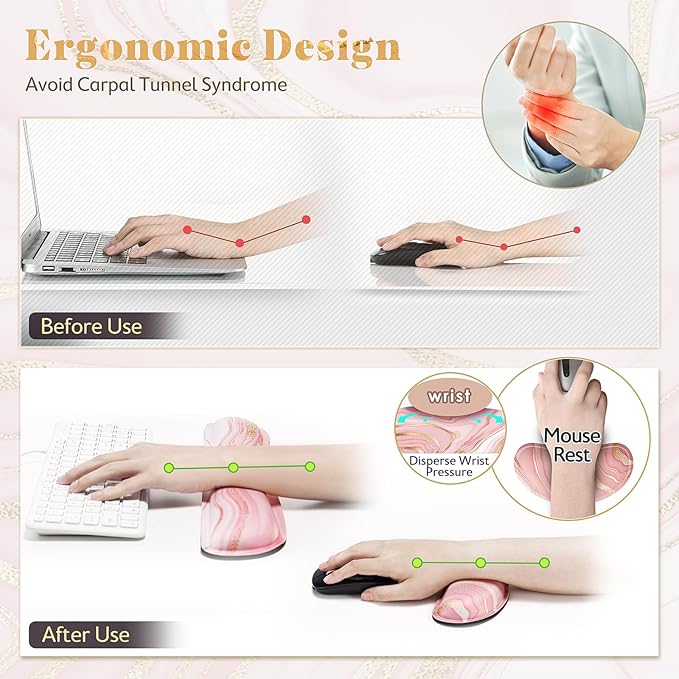 Gimars Upgrade Enlarge Gel Memory Foam Set Keyboard Wrist Rest Pad, Comfortable - Image 5