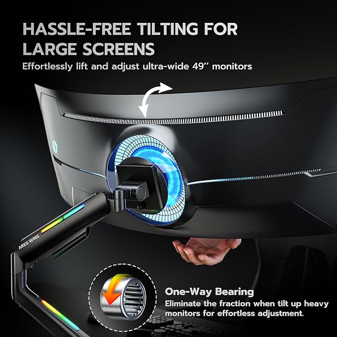 Ultrawide Monitor arm for 17-49'' Heavy Duty Screen up to 44lbs, Gas Spring - Image 3