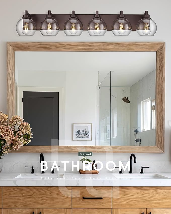 METWET Oil Rubbed Bronze Bathroom Light Fixtures, 6-Light Bathroom Vanity - Image 4
