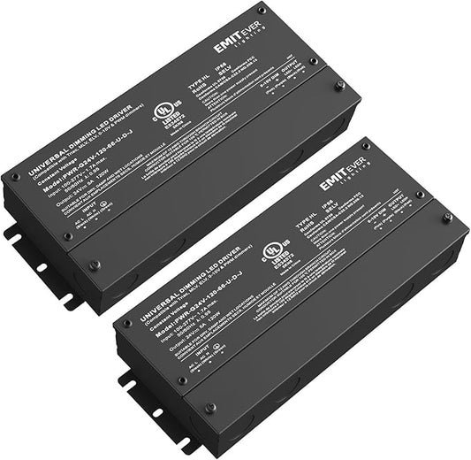 EMITEVER Dimmable Led Driver, 2 Packs 120W AC 110V-277V to DC 24V Transformer by EMITEVER