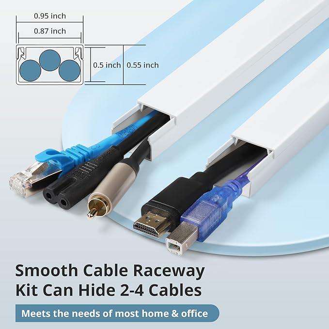 Cord Covers for Wires on Wall Extra-Long, 13.12ft TV Cord Hider Kit, Paintable - Image 2