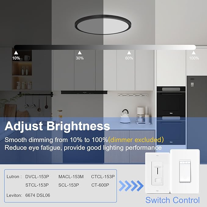 hunhun 6 Pack 16 Inch Dimmable LED Flush Mount Ceiling Light 4800LM Round Light - Image 3