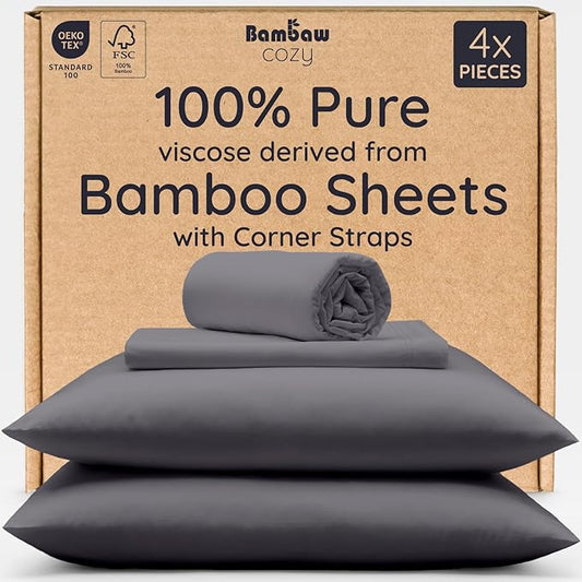 Bambaw 100% Viscose Derived from Bamboo Sheets Queen Size Set – 4pcs Cooling by Bambaw