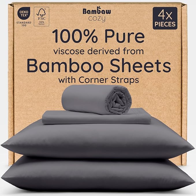 Bambaw 100% Viscose Derived from Bamboo Sheets King Size Set – 4pcs Cooling by Bambaw