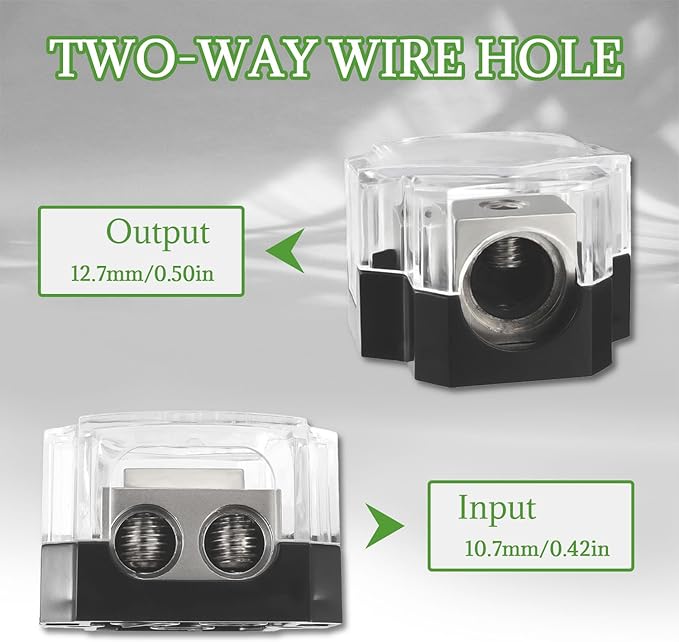 BOJACK 2 Way Power Distribution Connecting Block 1x0/2/4 Gauge Input 2x4/8 - Image 3