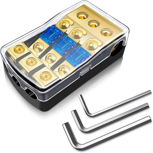 BULVACK 3 Way Mini ANL Fuse Holder, Copper 0/2/4 Gauge to 4/6/8 Gauge 60 Amp by BULVACK