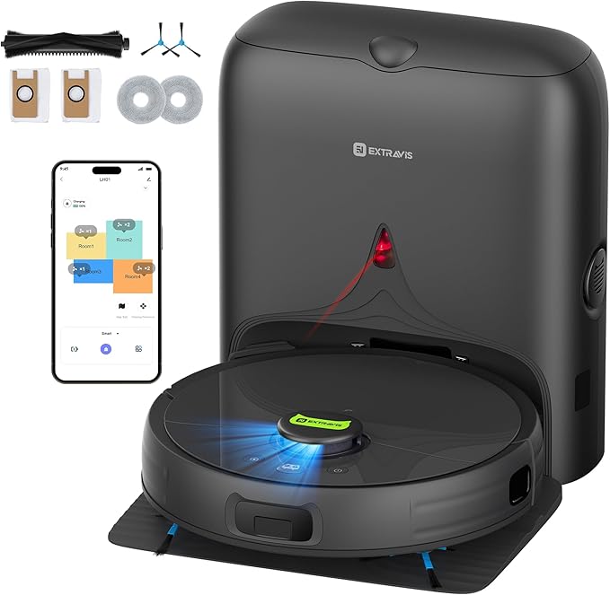Robot Vacuum and Mop, Pet Hair Tangle-Free Cutter Technology, Max 10, 000Pa by EXTRAVISSmartHomeRobotVacuum