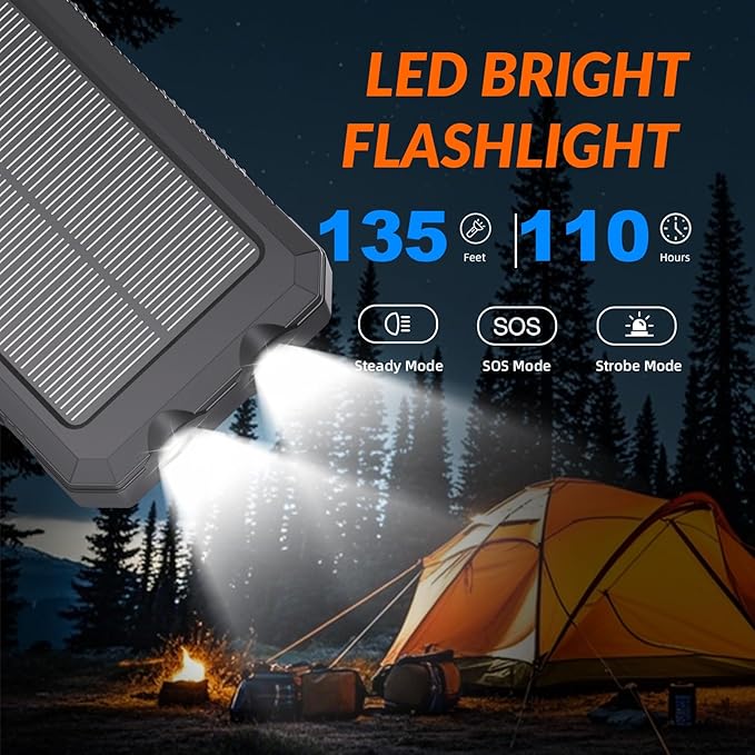 Power Bank Solar Charger 20, Portable Phone Charger, 4 Cables Outdoor - Image 3