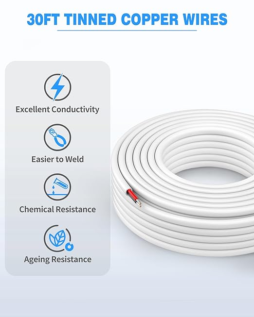 NAOVEO 16 Gauge Wire 2 Conductor Electrical Wire, 16 AWG Stranded PVC Tinned - Image 6
