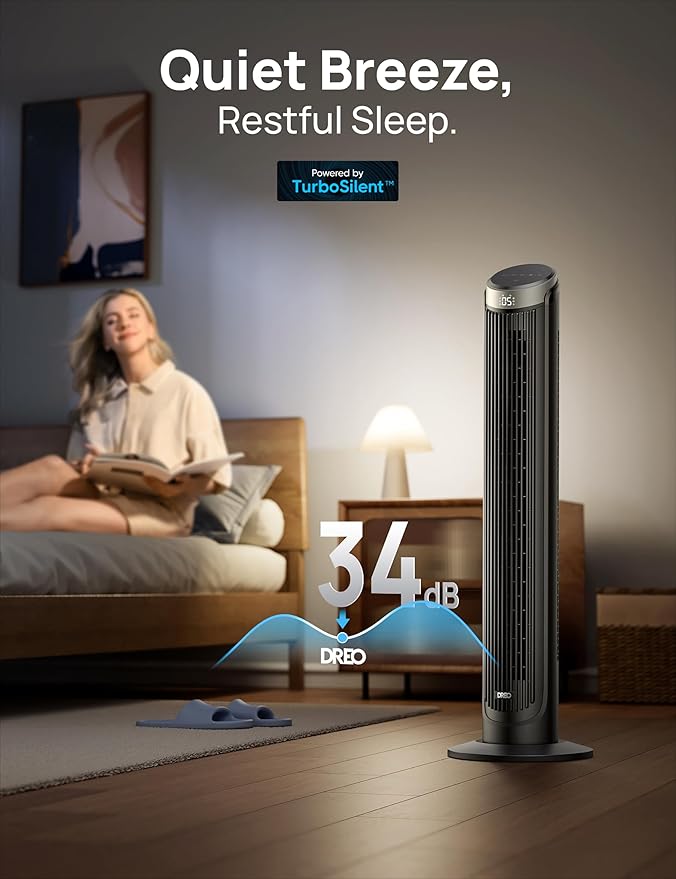 Dreo Tower Fan for Bedroom, 90° Oscillating Fans that Blow Cold Air, 5 Speeds - Image 3