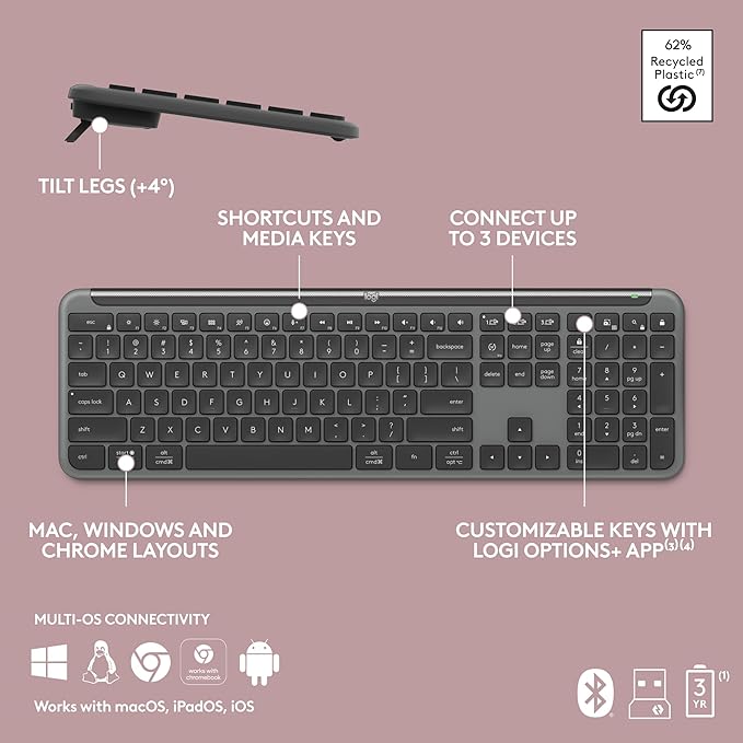 Logitech Signature Slim K950 Wireless Keyboard, Sleek Design, Switch Typing - Image 10