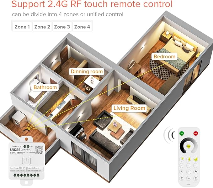 BTF-LIGHTING SP530E WiFi Alexa Bluetooth Controller 4 Zones 2.4GHz Dimming RF - Image 3