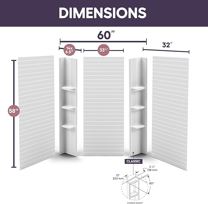 White Polystyrene Tub Wall Surround 32"x 60"x 58" - Image 3