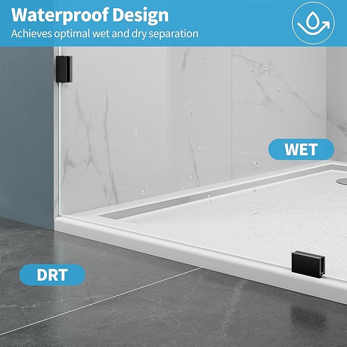 Shower Glass Panel, 28.5" W x 78.75" H Fixed Shower Screen Panel - Image 5