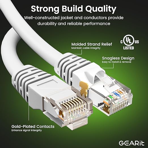 GEARit Cat 6 Ethernet Cable Cat6 Network Patch, Snagless Cord, Internet - Image 2