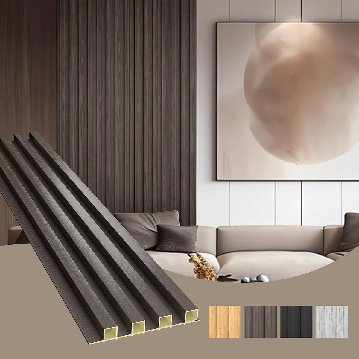 OUZUGIE WPC Acoustic Slat Wall Paneling, Living Room, TV Background, Study Room
