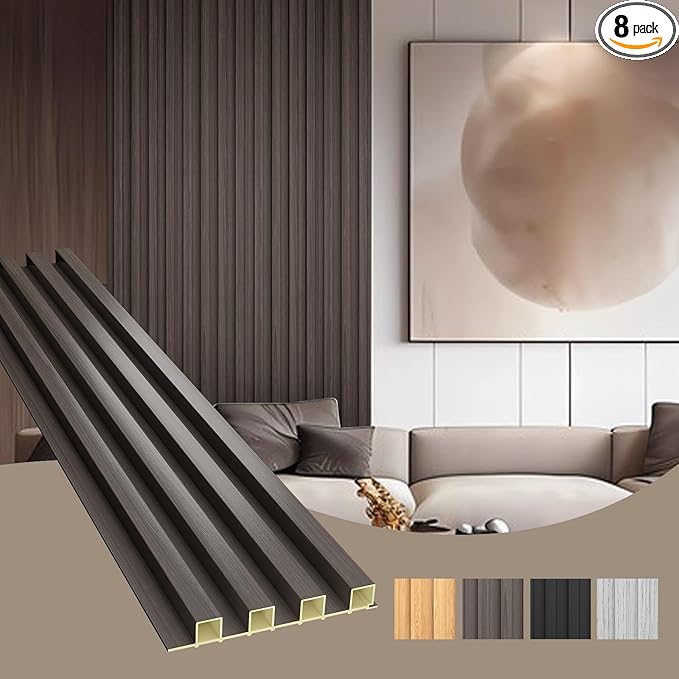 OUZUGIE WPC Acoustic Slat Wall Paneling, Living Room, TV Background, Study Room by OUZUGIE
