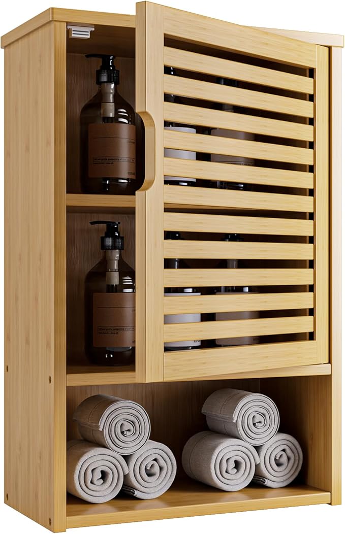 HITNET Bathroom Wall Cabinet, Medicine Cabinet Over The Toilet, Bamboo Hanging by HITNET