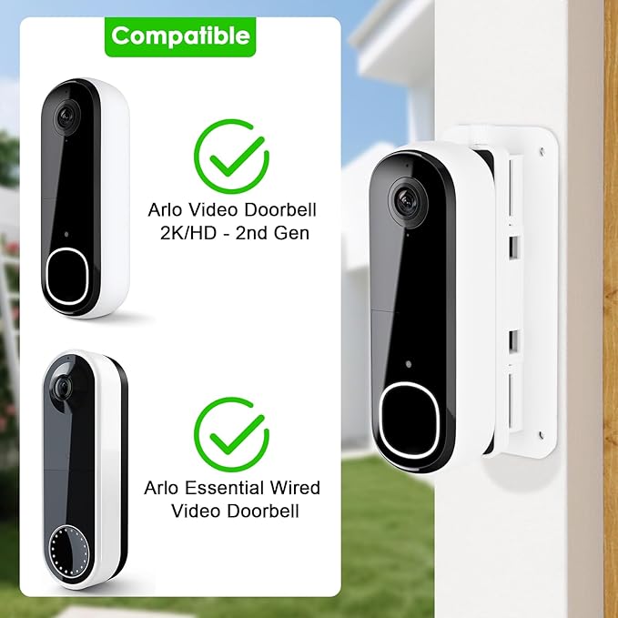 Angled Doorbell Wedge Mount for Arlo Video Doorbell 2K/HD -2nd Gen, No-Drill - Image 2