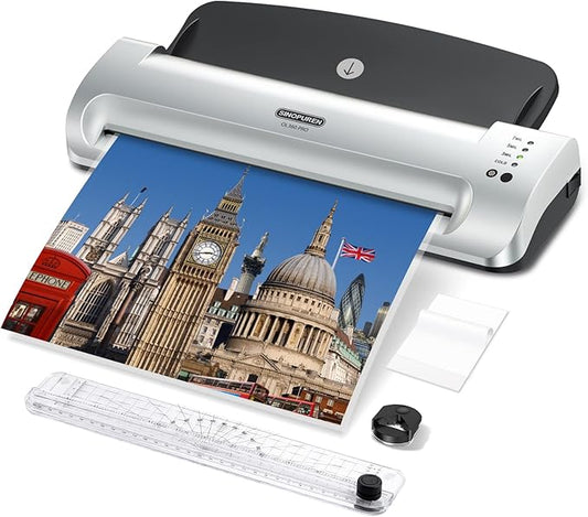 SINOPUREN 13-Inch Thermal & Cold Laminator Machine, Quick Warm-Up, 3 Temp by SINOPUREN