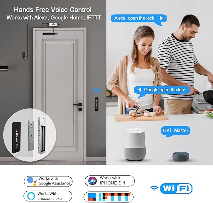 2.4GHz WiFi Access Control 400lb Holding Force Electic Magnetic Door Lock - Image 3