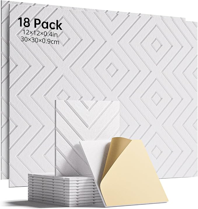 Woovio Sound Proof Foam Panels for Walls, 18 Pack Self-Adhesive Acoustic Panels by Woovio