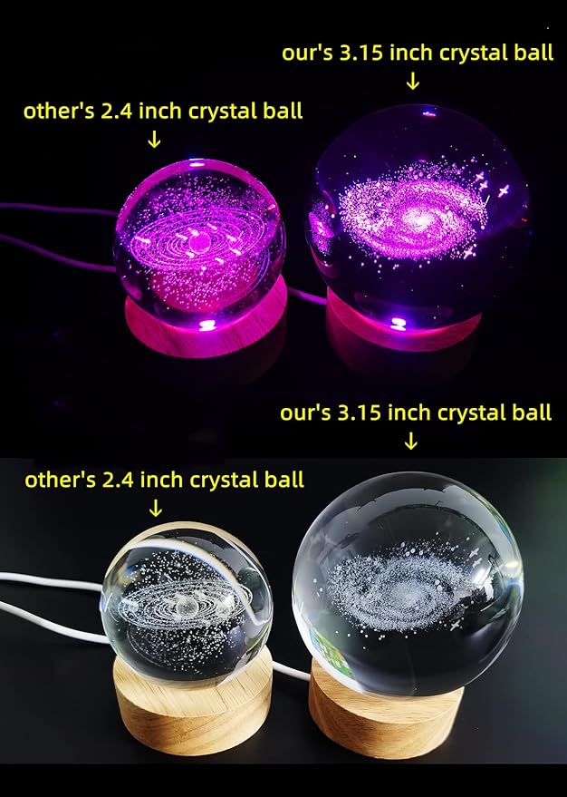 Conalisk 3D Galaxy Crystal Ball Lamp, 3.15 Inch K9 Crystal Ball Night Light - Image 6