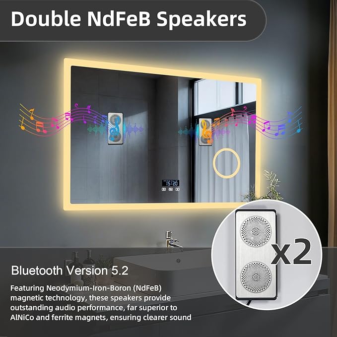 LUVODI Bathroom Mirror LED Lighted: 40x24 inch Rectangle Makeup Vanity - Image 4