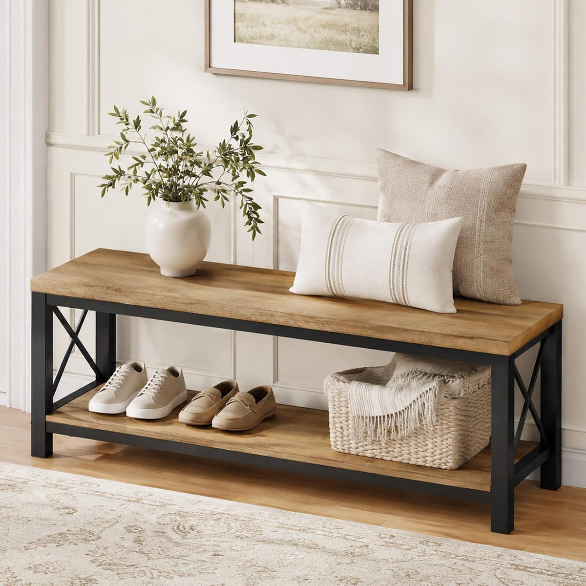 bon augure entryway shoe bench for mudroom, farmhouse, main product view