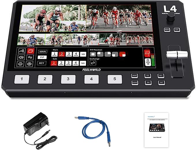 Feelworld L4 Switcher 10.1 Inch Touch Screen Multi-Camera Video Mixer Switcher by Feelworld