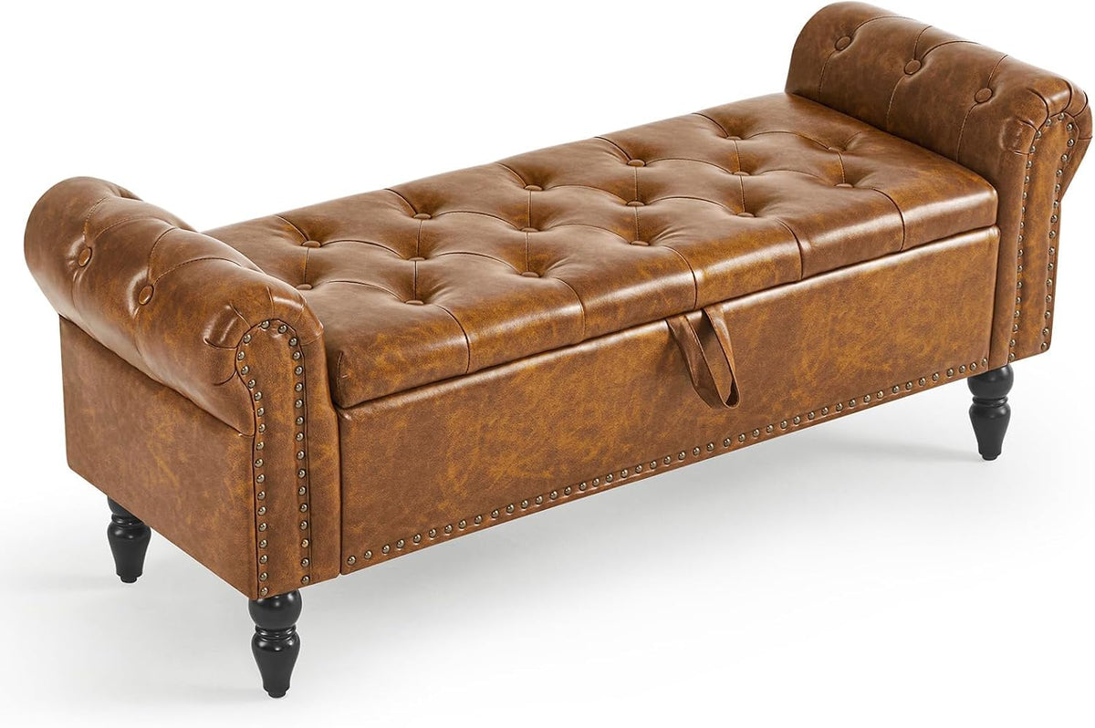 furniliving storage ottoman bench, leather benches end of, main product view