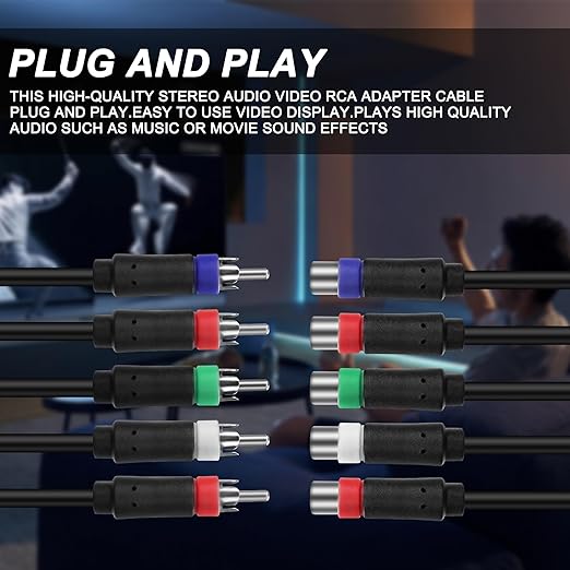 MEIRIYFA YPbPr Component Video Extension Cable 5RCA Female-to-Male Audio Video - Image 2