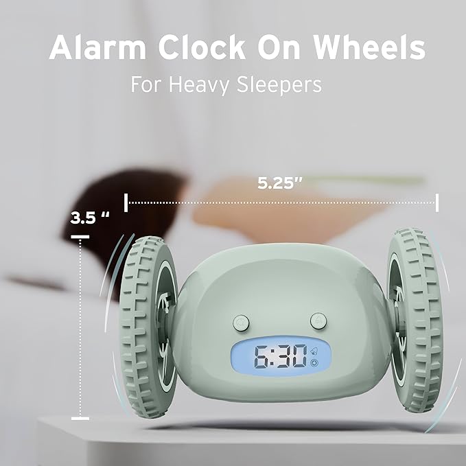 CLOCKY Extra Loud Alarm Clock for Heavy Sleepers on Wheels Rolls Runs Away - Image 2