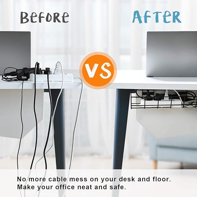 COYACOOL Under Desk Cable Management- 2 Pack Cord Organizer. Metal Wire Cable - Image 2