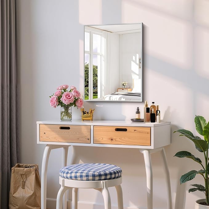 Silver Bathroom Mirror for Wall, 18x24 Inch Rectangle Mirror - Image 8