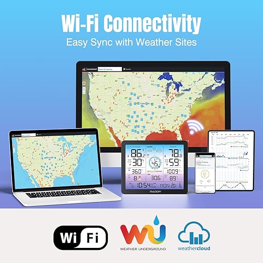 Raddy VP7 Wi-Fi Weather Station, 15-in-1 Wireless Weather Station Indoor Outdoor - Image 2