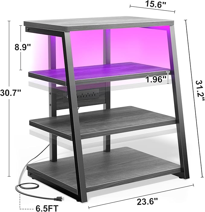 Besiost AV Media Stand with Outlets, Media Console with LED Lights, Stereo - Image 3