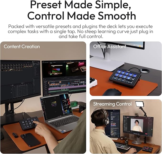 ULANZI D200H 7-in-1 Deck U-Studio Stream Controller Shortcut Keyboard, LCD - Image 3