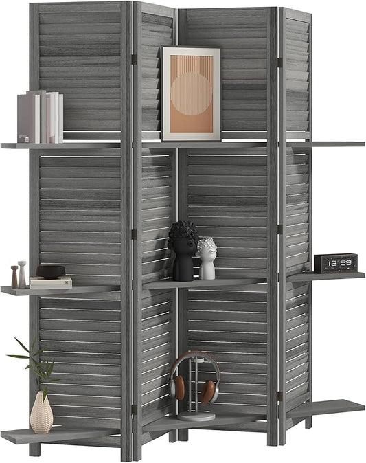 HOMCOM Room Divider, 4 Panel 67" Tall Wood Privacy Screen by HOMCOM
