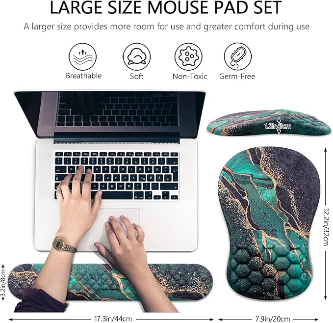 Mouse Pad Wrist Support, Laokiiy 2 in1 Keyboard Wrist Rest+ Ergonomic Mouse Pad - Image 5
