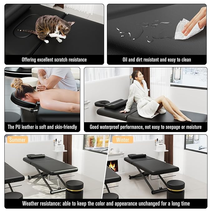 pouseayar Heavy Duty Electric Massage Table, Electric Lift & Backrest, 2 Motor - Image 4