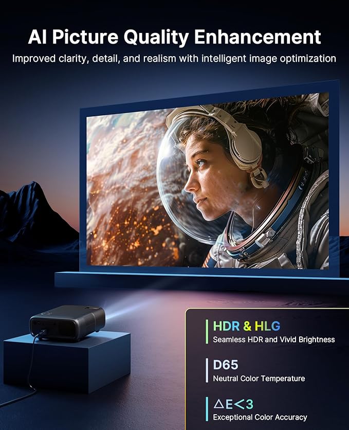 NexiGo PJ40 Pro Google TV Projector, Native 1080p, 4K Support, AI Image - Image 5