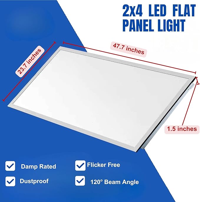 2x4 LED Flat Panel Light Drop Ceiling Office Fixture, Selectable Features - Image 4