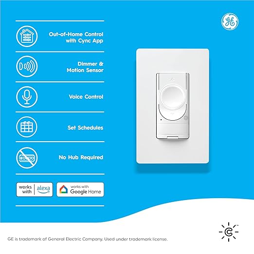 GE Lighting CYNC Smart Dimmer Light Switch + Motion Sensor, Neutral Wire - Image 2
