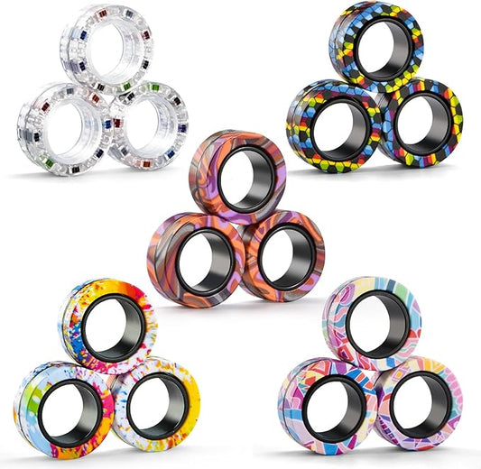 15Pcs Magnetic Adults Fidget Toys Rings, Stocking Stuffers by FINGERROCK