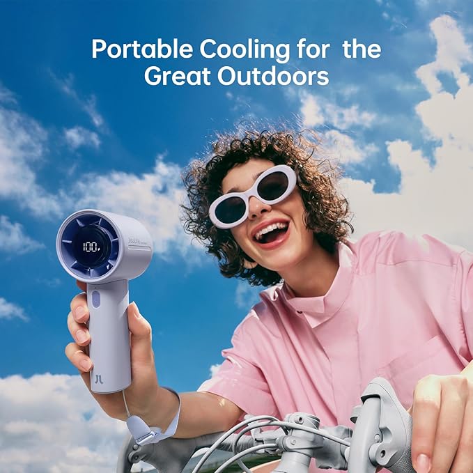 JISULIFE Handheld Turbo Fan, 5000mAh Rechargeable Portable Fans, 5 Speed Strong - Image 8